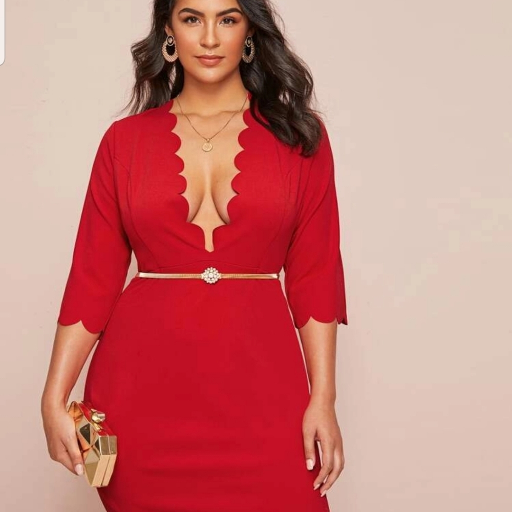 Shein sexy red plunging neckline dress size 3xl